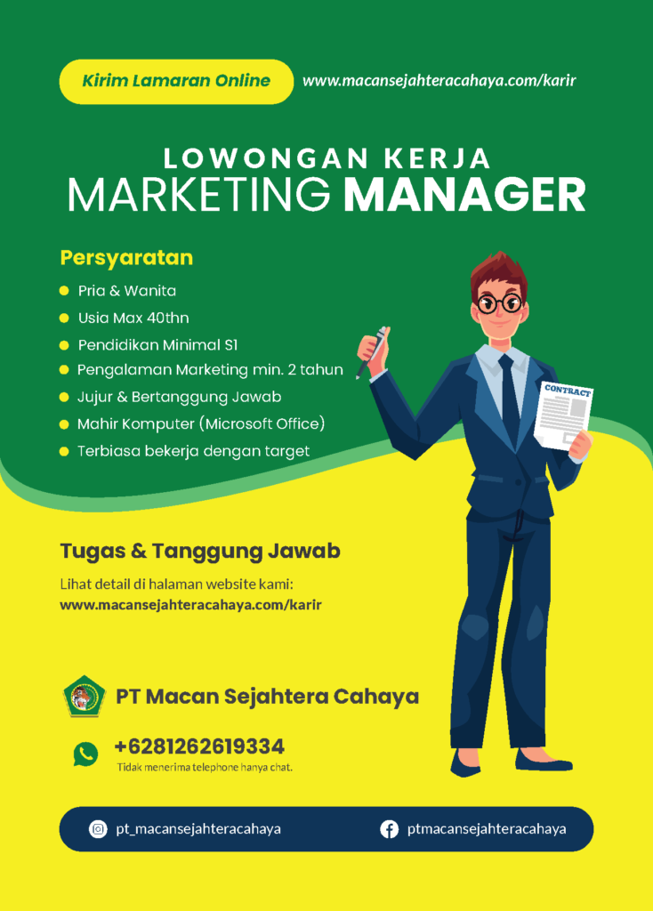 Lowongan Marketing Manager