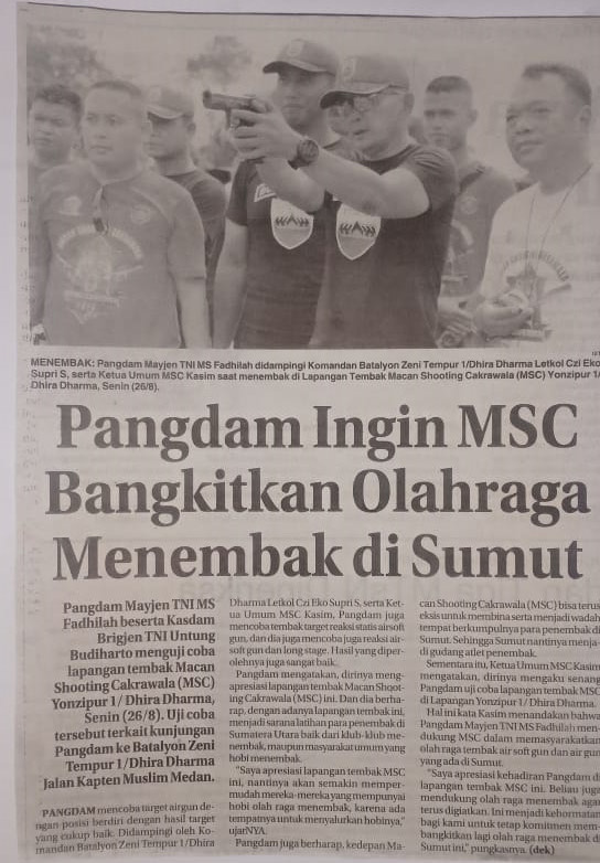 Pangdam ingin MSC Bangkitkan Olahraga Menembak di Sumut