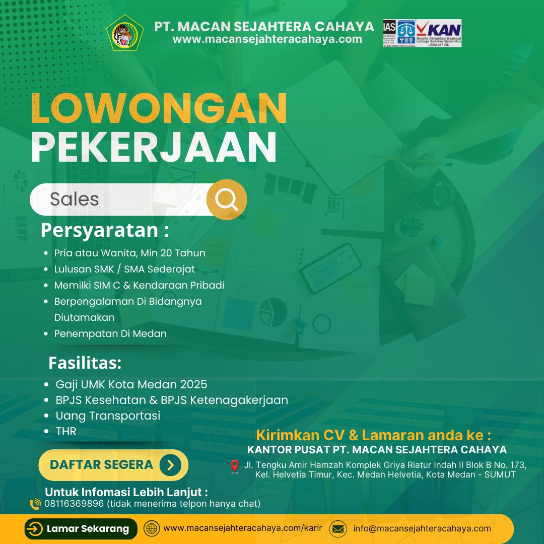lowongan kerja sales medan